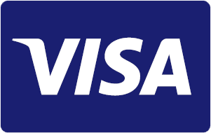 Das Bild zeigt das Visa-Logo mit dem Wort VISA in fetten, weißen Großbuchstaben auf einem dunkelblauen, rechteckigen Hintergrund.