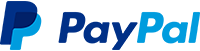 Das PayPal-Logo mit einem dunkelblauen und hellblauen, sich überlappenden P-Symbol links neben dem in blauen Buchstaben geschriebenen Wort PayPal.